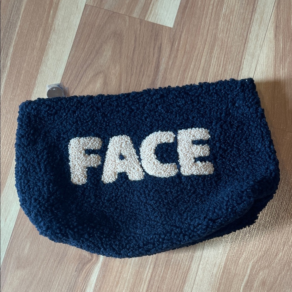 Sherpa Cosmetic Bag with FACE Text